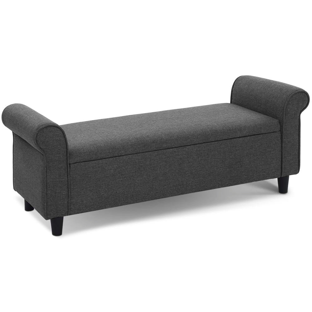 Artiss Faux Linen Storage Ottoman Upholstered Bench with Lift Up Lid Taupe or Grey — Allure Home Collections
