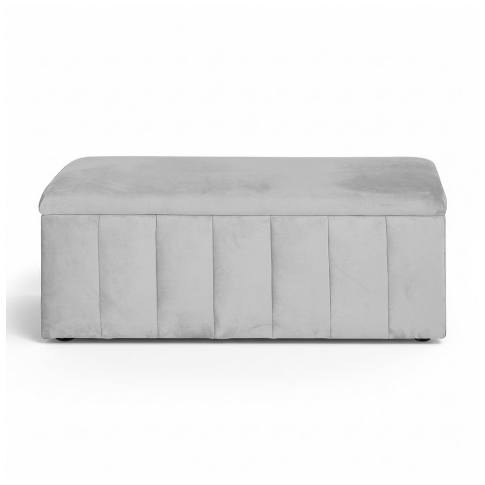 Artiss 103cm Velvet Storage Ottoman Blanket Box Grey — Allure Home Collections