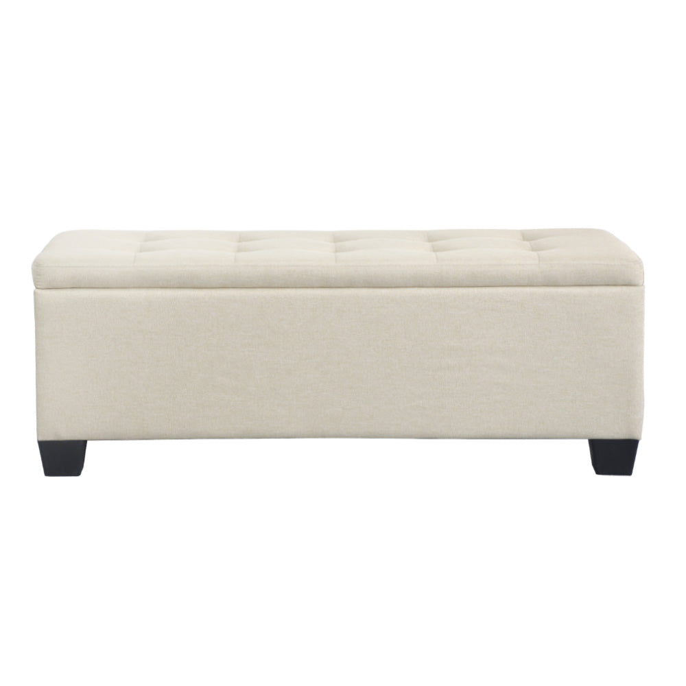 Artiss 97cm Linen Storage Ottoman Blanket Box Beige — Allure Home Collections