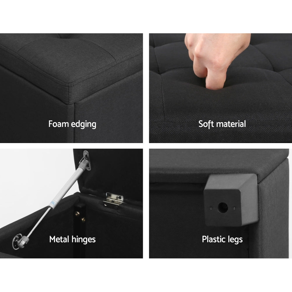 Artiss 97cm Linen Storage Ottoman Blanket Box Black — Allure Home Collections