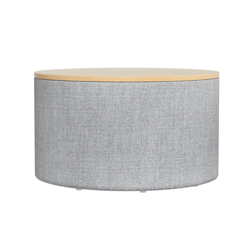 Artiss Round Storage Ottoman with Removable Lid Faux Linen — Allure Home Collections