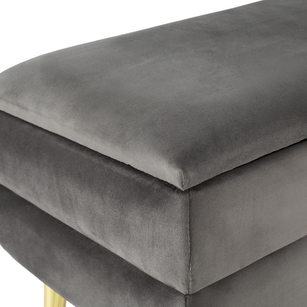 Artiss Velvet Grey Storage Ottoman Foot Stool — Allure Home Collections