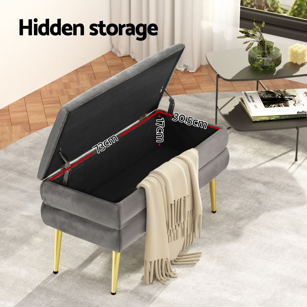Artiss Velvet Grey Storage Ottoman Foot Stool — Allure Home Collections