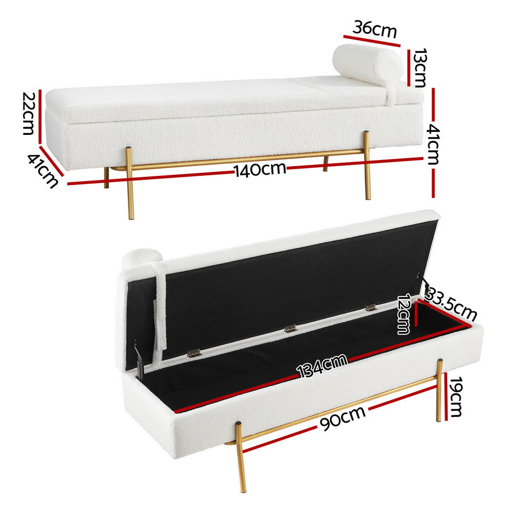 Artiss Boucle Fabric Storage Ottoman Bed with Lift Up Storage and Detachable Pillow — Allure Home Collections