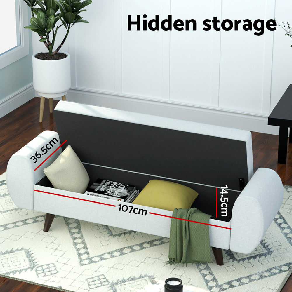 Artiss 140cm Storage Ottoman Blanket Box — Grey, Armrest and Storage — Allure Home Collections