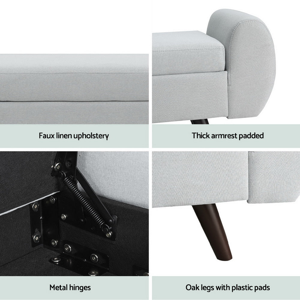 Artiss 140cm Storage Ottoman Blanket Box — Grey, Armrest and Storage — Allure Home Collections