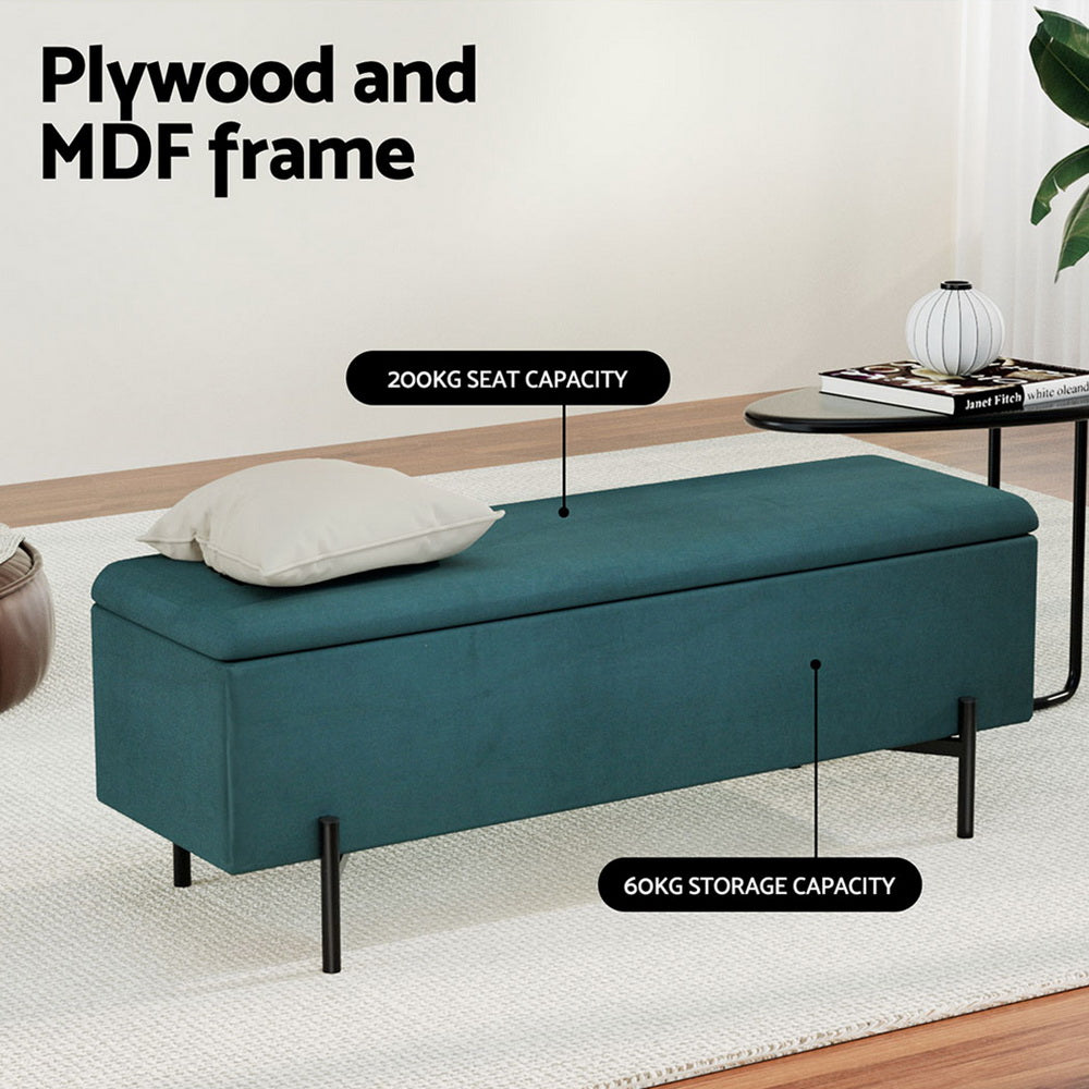 Artiss 140cm Velvet Storage Ottoman Blanket Box Green — Allure Home Collections