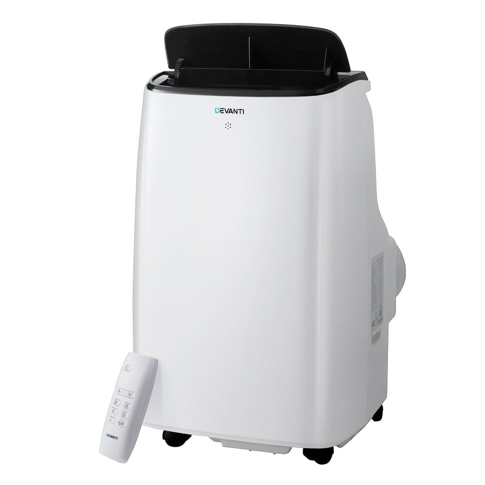Portable air conditioner with WiFi app control cooling a bedroom