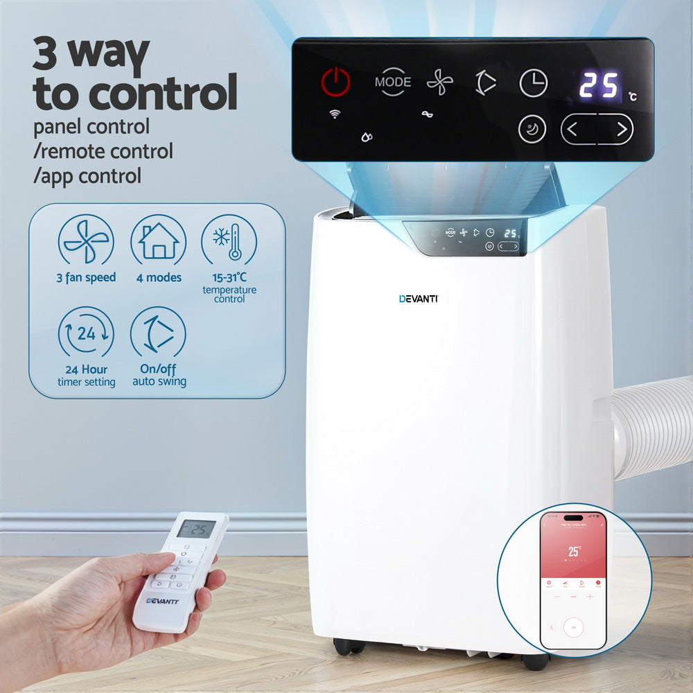 Devanti 12000 BTU 3-in-1 Portable Air Conditioner, Dehumidifier & Fan