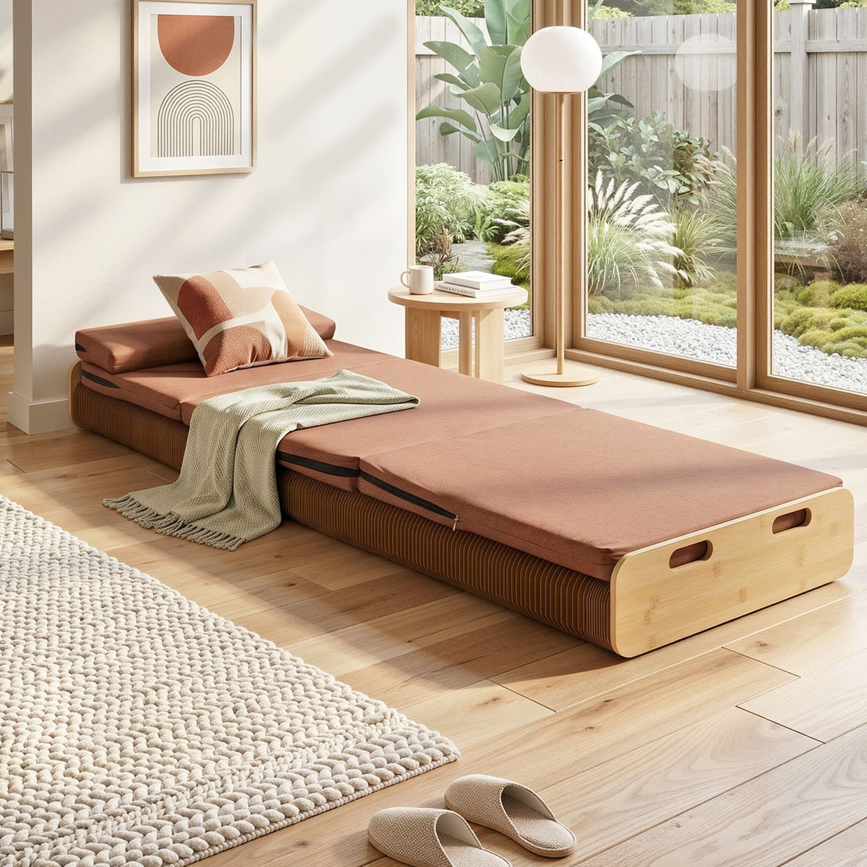 Noli Natural Single bed frame in a modern bedroom