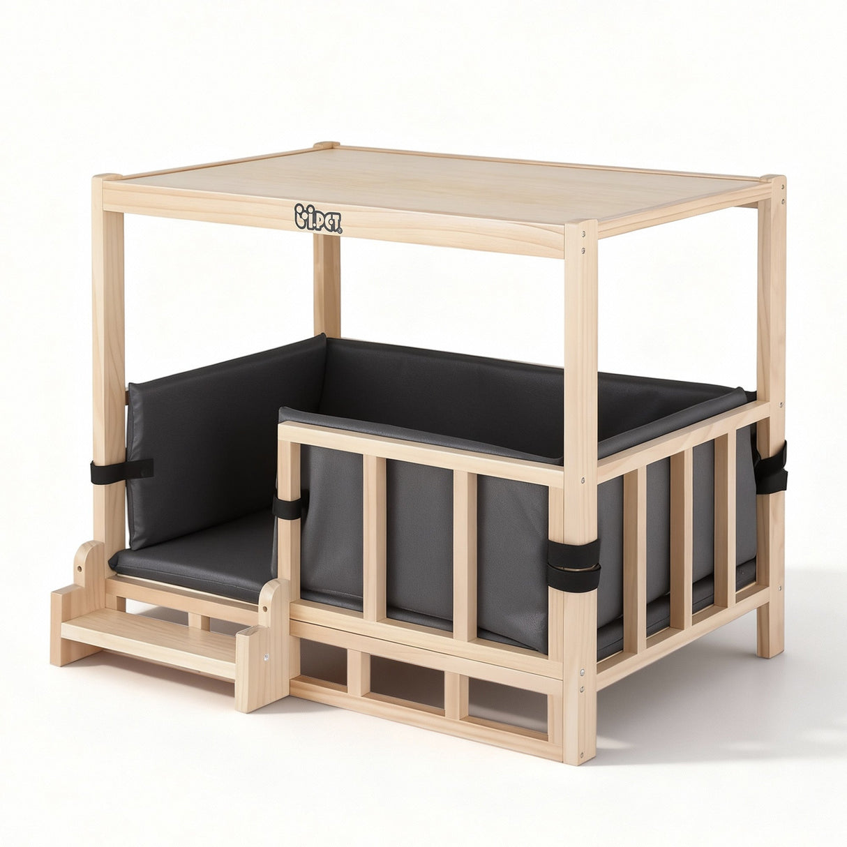 Bridgetown 2 in 1 grey wooden dog kennel with a tabletop surface for indoor homes