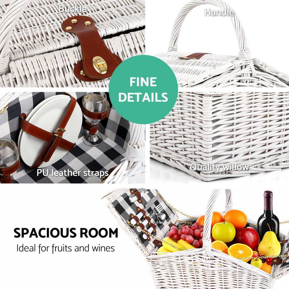 Perigueux Willow Picnic Basket Set, 2 Person