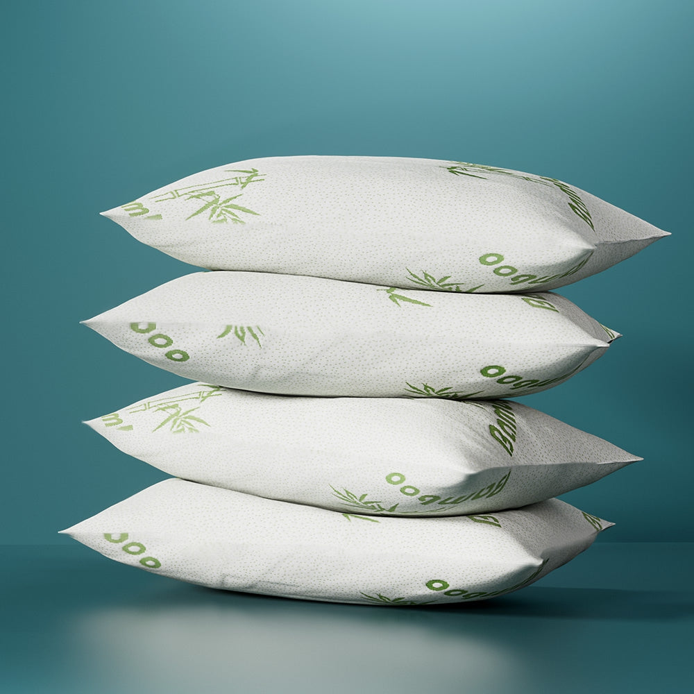 Giselle Bedding Bamboo Pillow 4-Pack — 2 Firm and 2 Medium-Firm for Family or Hotel — Allure Home Collections