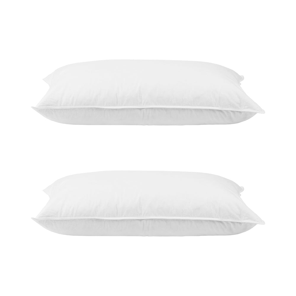 Giselle Bedding Duck Feather Down Pillow Twin Pack — 1kg Non-Live Plucked Fill — Allure Home Collections