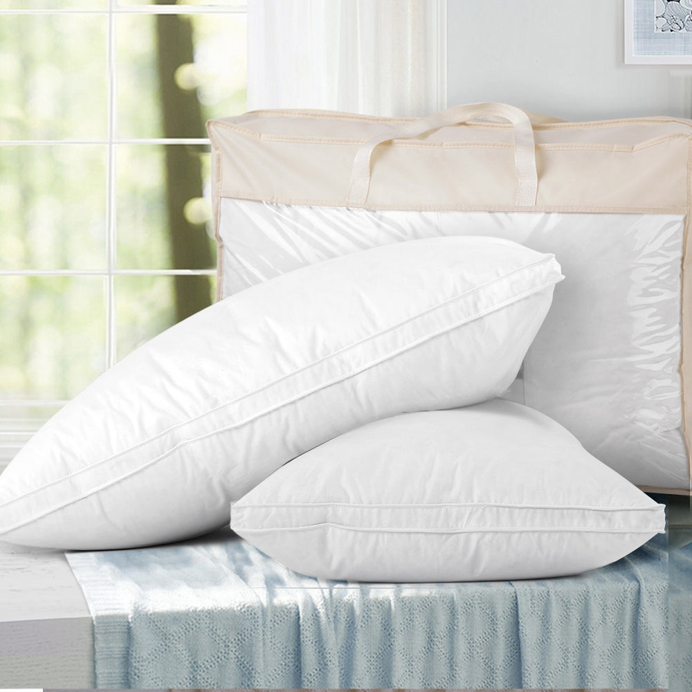 Giselle Bedding Luxury Goose Feather Down Pillow Twin Pack — 1kg Fill Each — Allure Home Collections