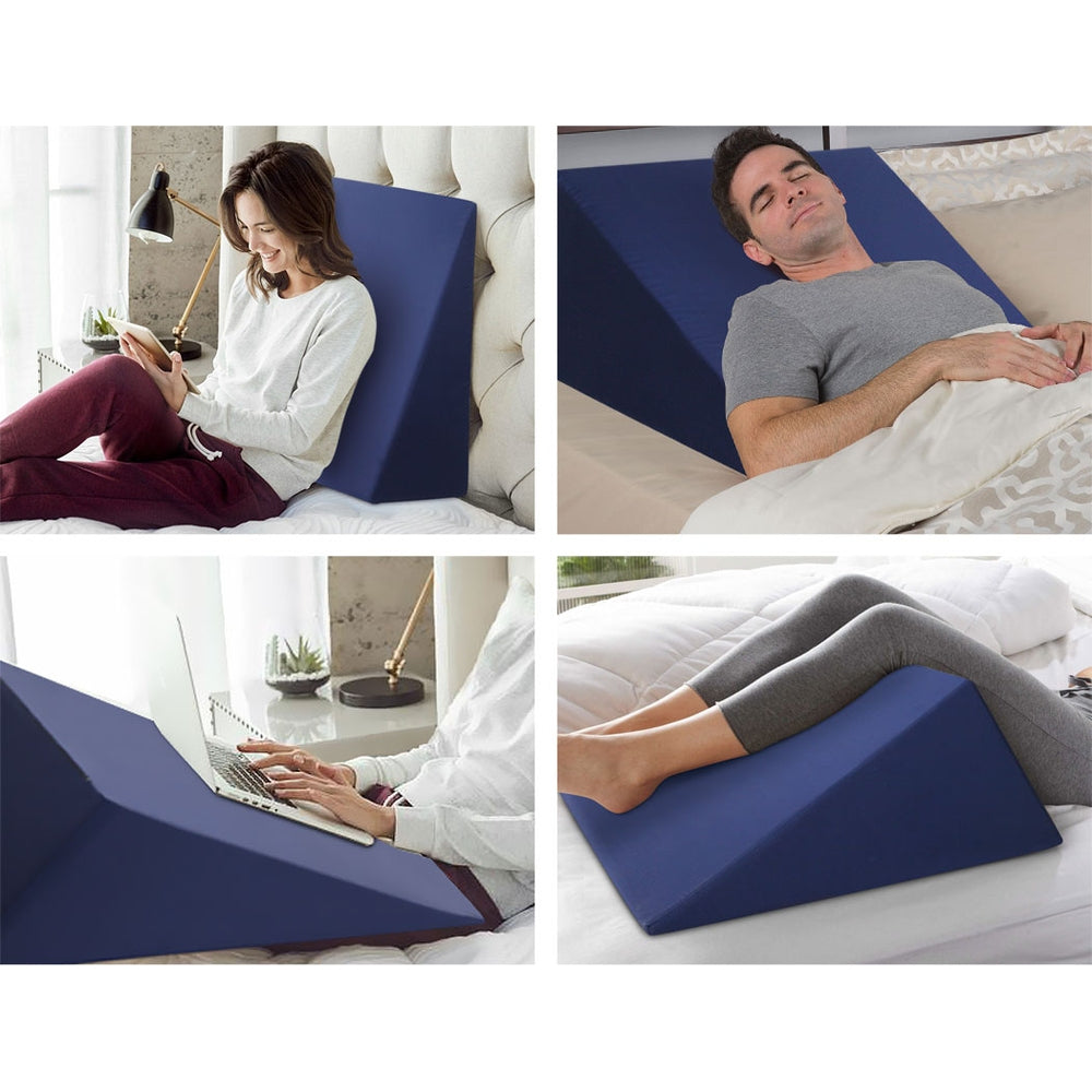 Giselle Bedding Wedge Pillow — Blue, Back Upper Body and Leg Support — Allure Home Collections