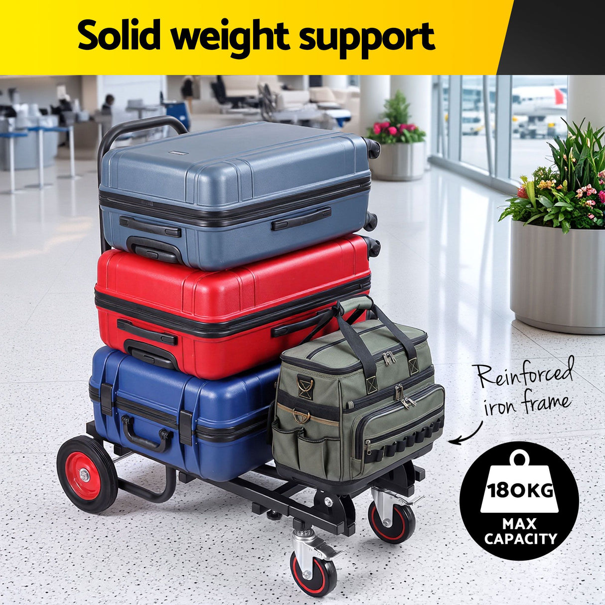 Foldable Hand Trolley 180kg Collapsible Platform Cart Black in use