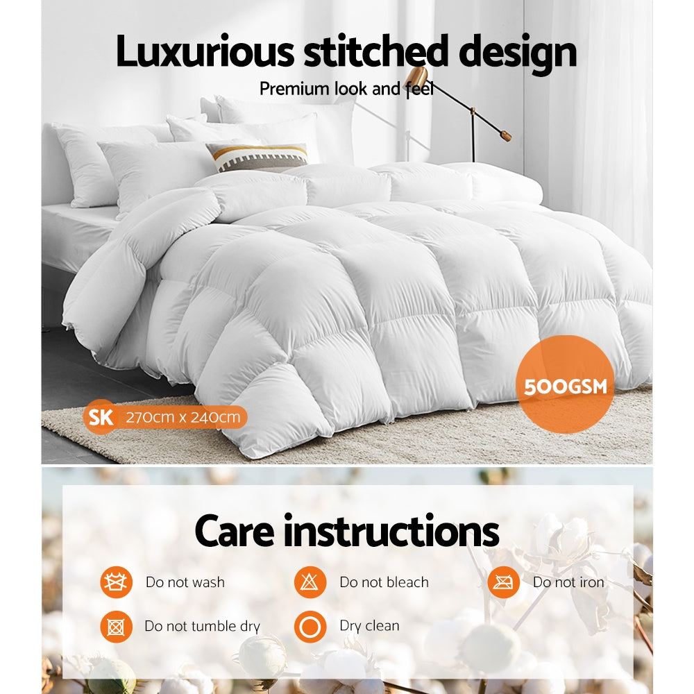 Wormington Goose Down and Feather Quilt, Super King, 500GSM