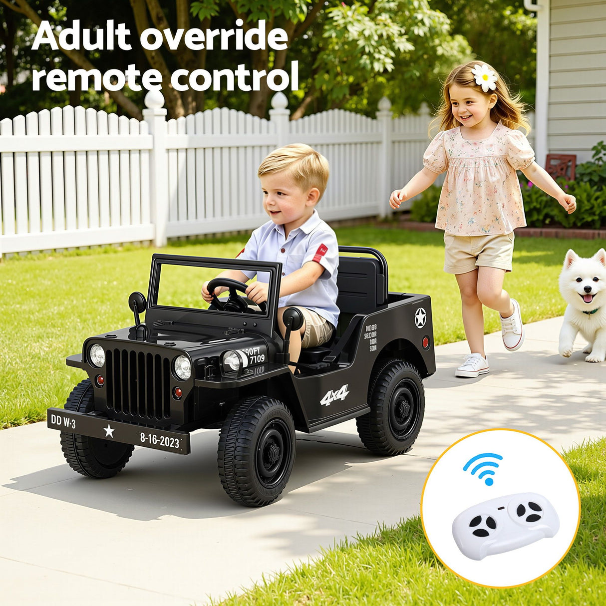 Kids Electric Ride On Military Off Road Car with Remote Control 12V Black