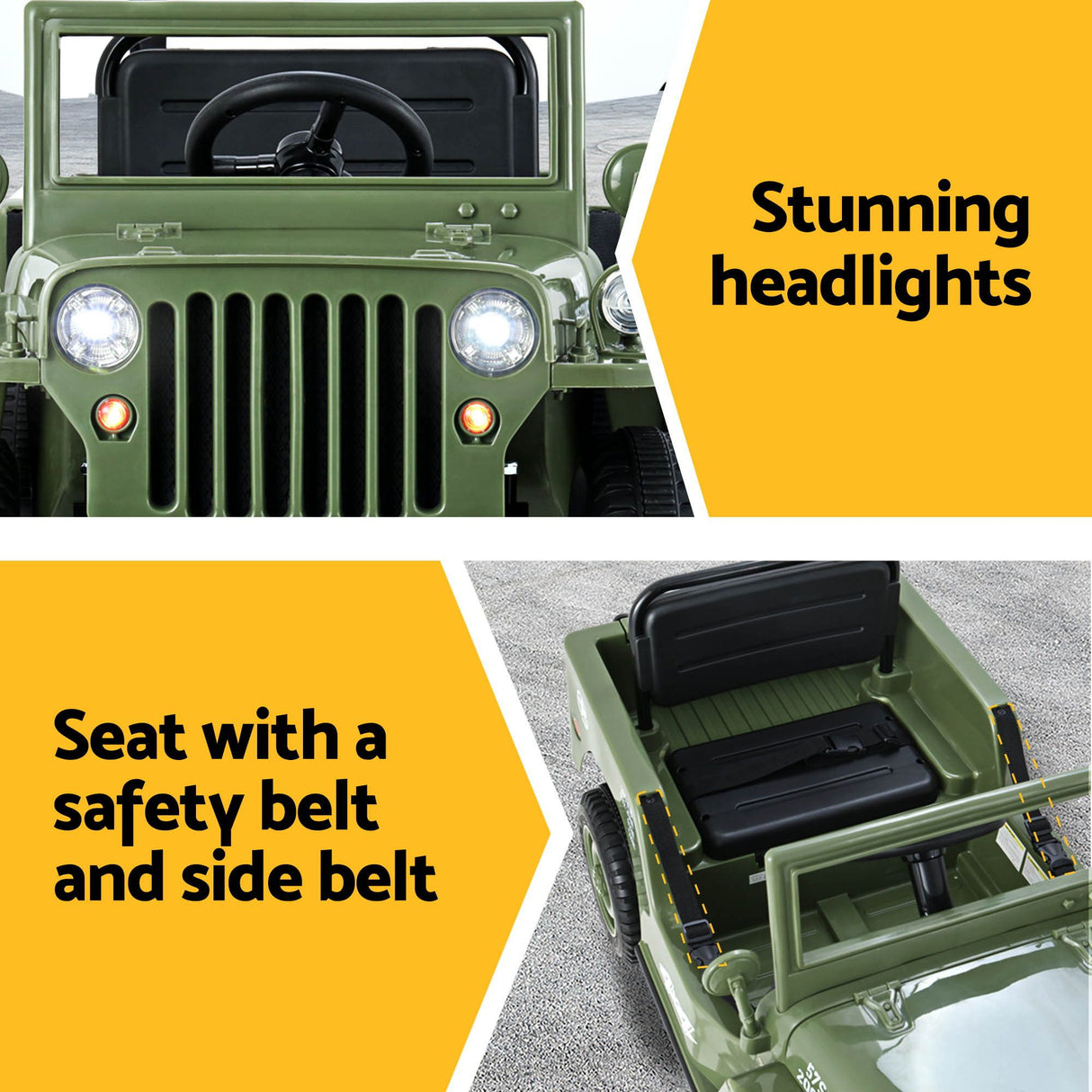Kids Electric Ride On Military Off Road Car with Remote Control 12V Olive