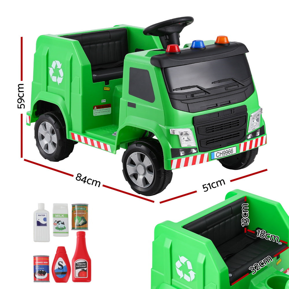 Peterhead Ride On Garbage Truck 12V Electric, Green