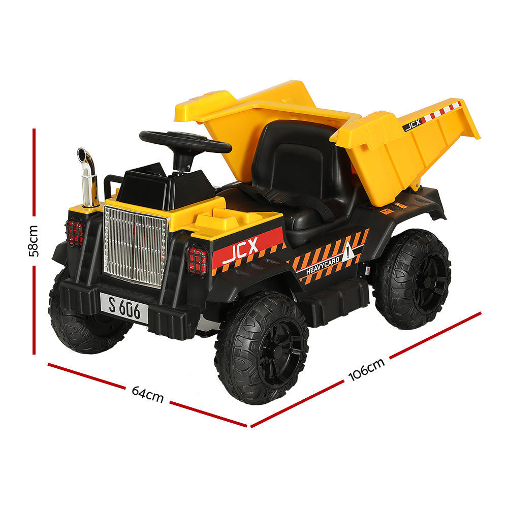 Crystal Kids Ride On Dump Truck Loader, 12V Electric, Yellow