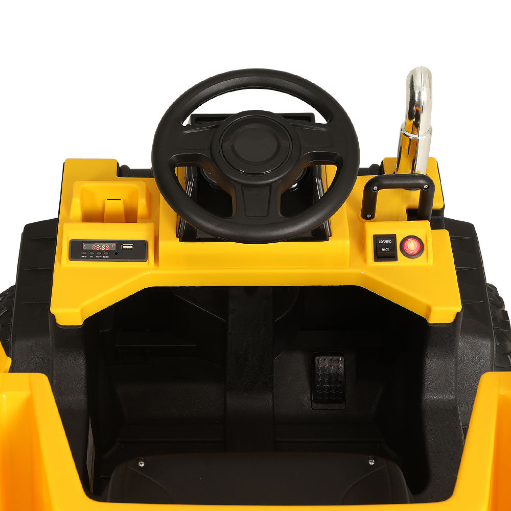Crystal Kids Ride On Dump Truck Loader, 12V Electric, Yellow