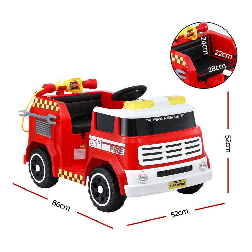 Throckmorton Kids Ride On Fire Engine Truck, 12V Electric, Red