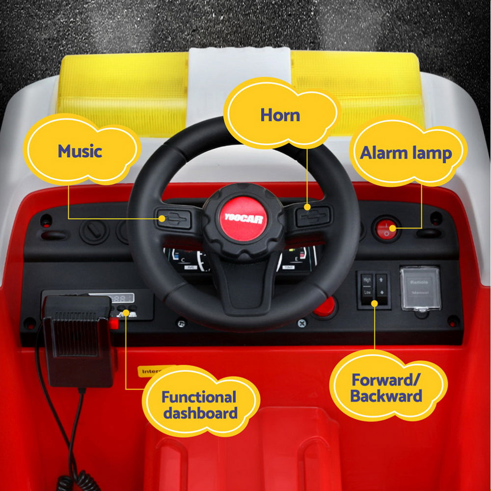 Throckmorton Kids Ride On Fire Engine Truck, 12V Electric, Red