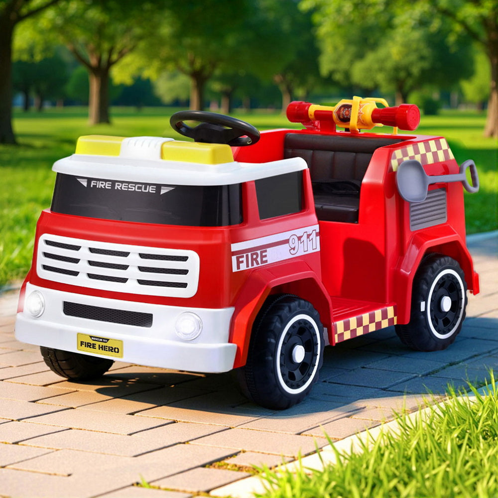 Throckmorton Kids Ride On Fire Engine Truck, 12V Electric, Red