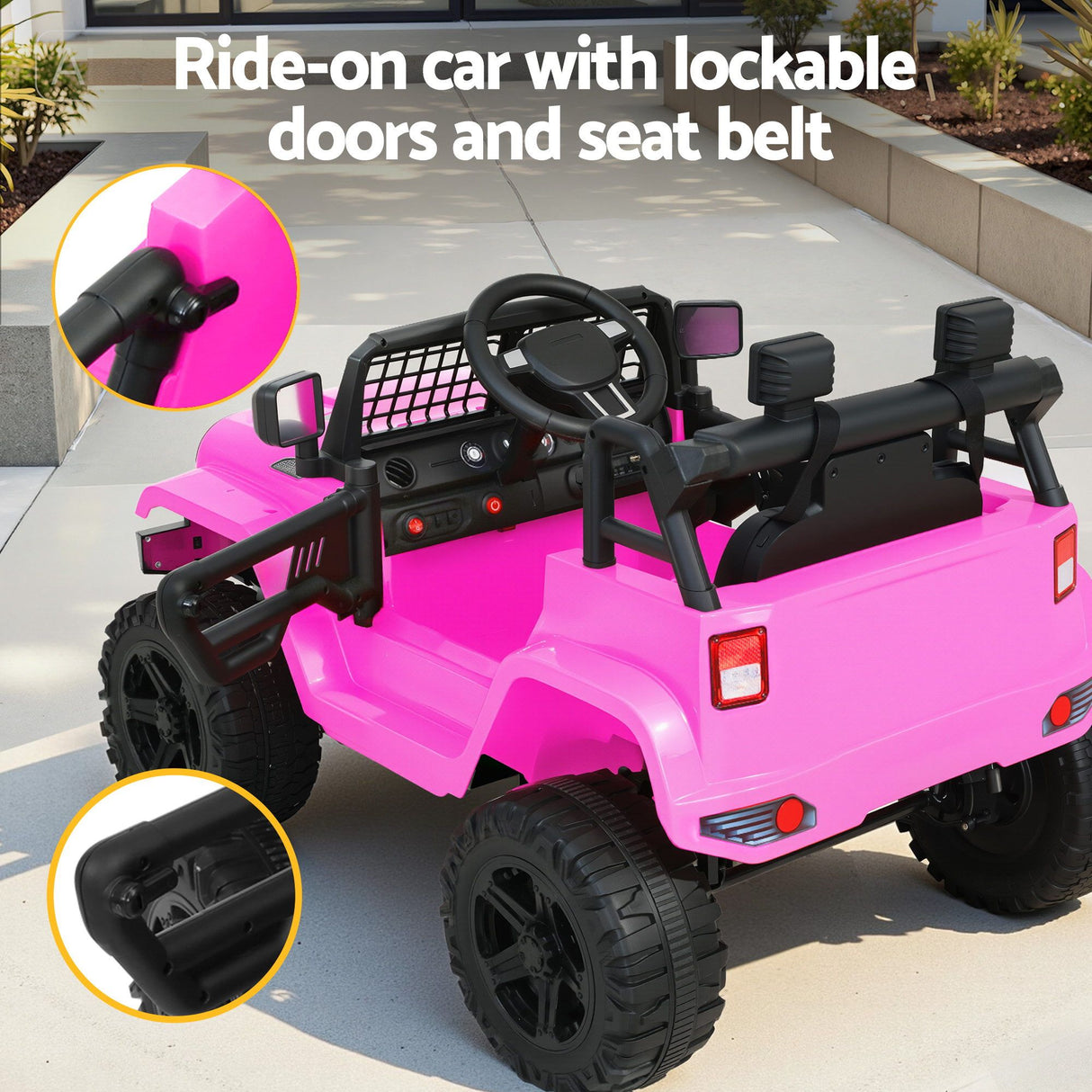 Silverstone Kids Ride On Car, 12V Off Road, Black Pink 2pcs