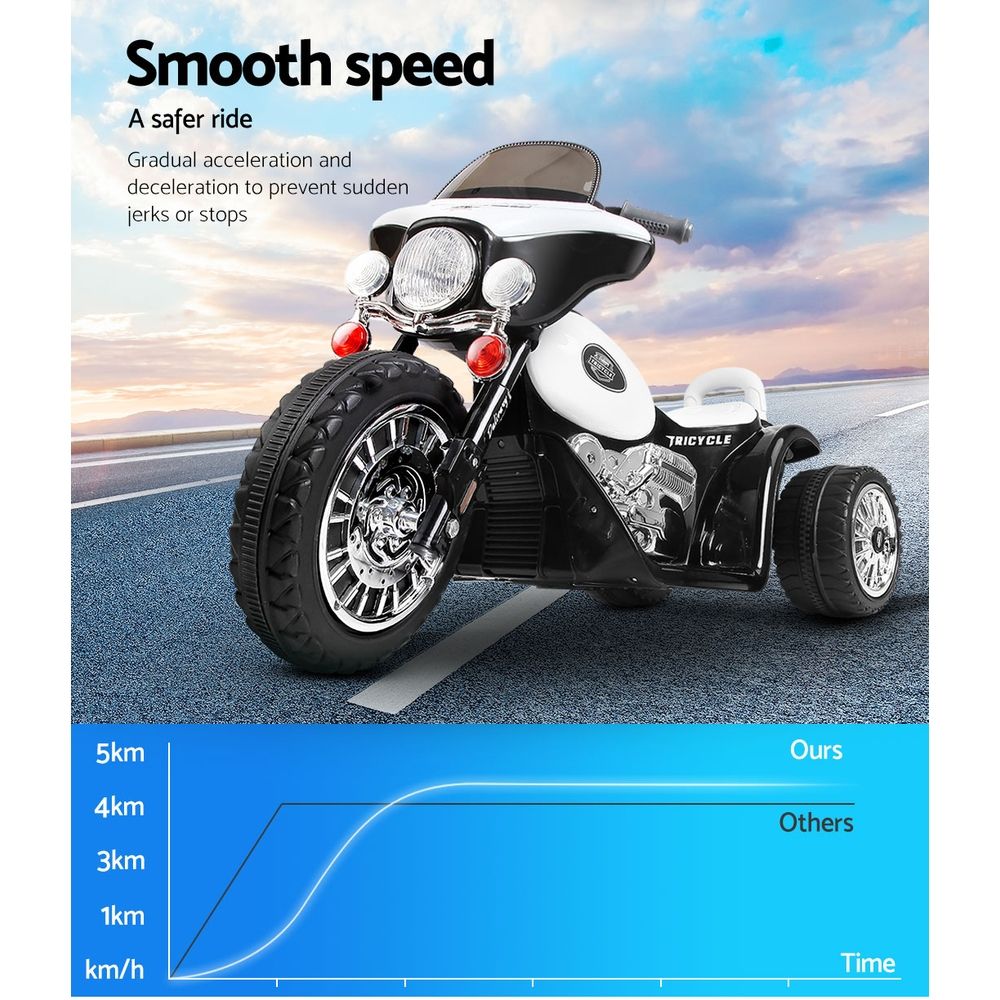Kids Electric Ride On Police Cruiser Motorbike 6V Black