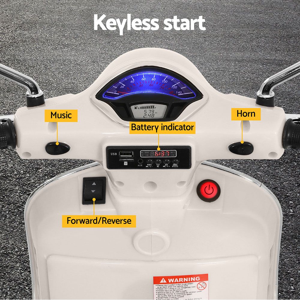 Gutierrez Kids Electric Ride On Scooter Motorcycle, White