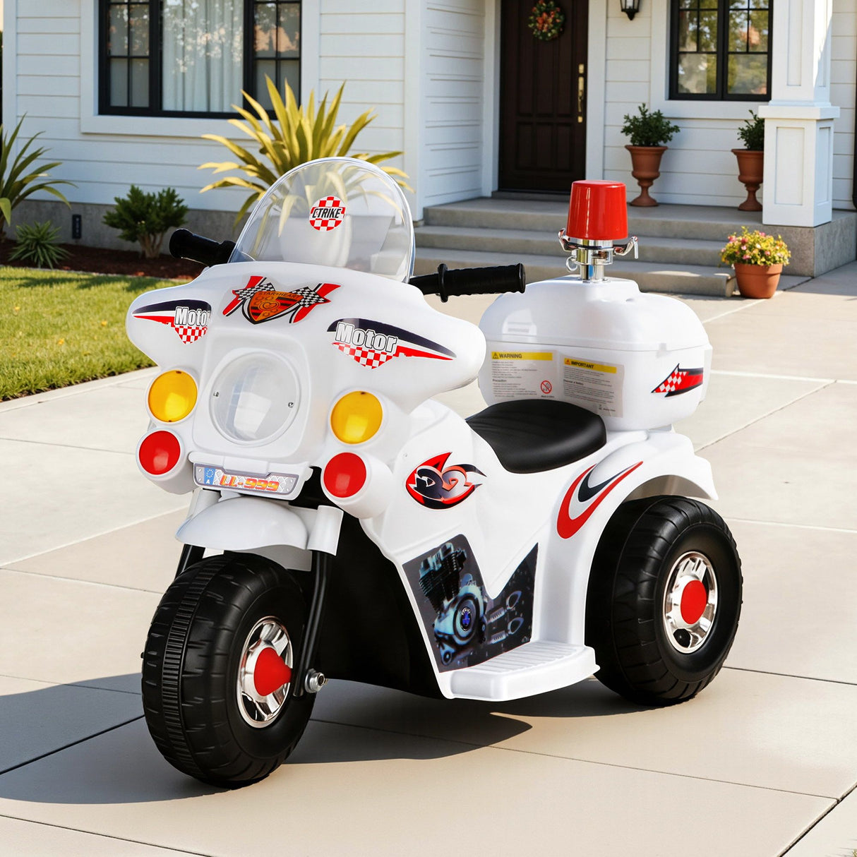 Mascardi white kids electric ride on police motorcycle