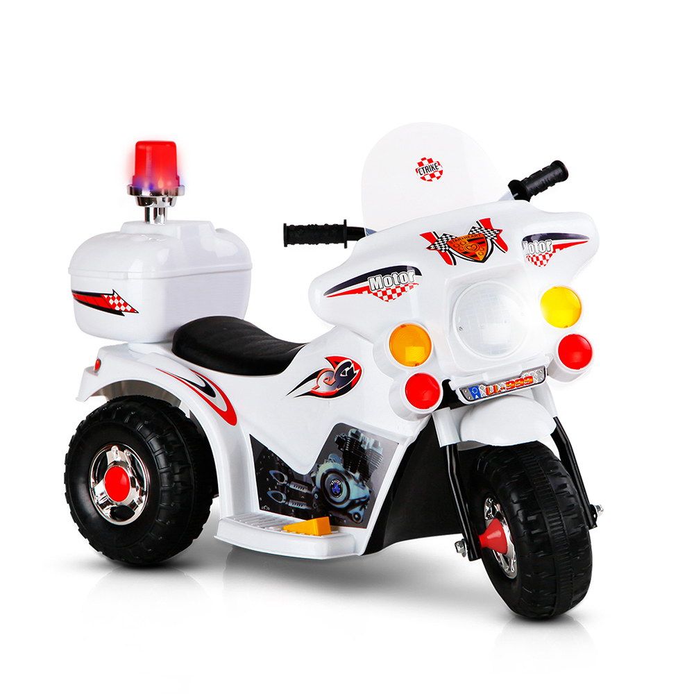 Mascardi Kids Electric Ride On Police Motorcycle, 6V, White