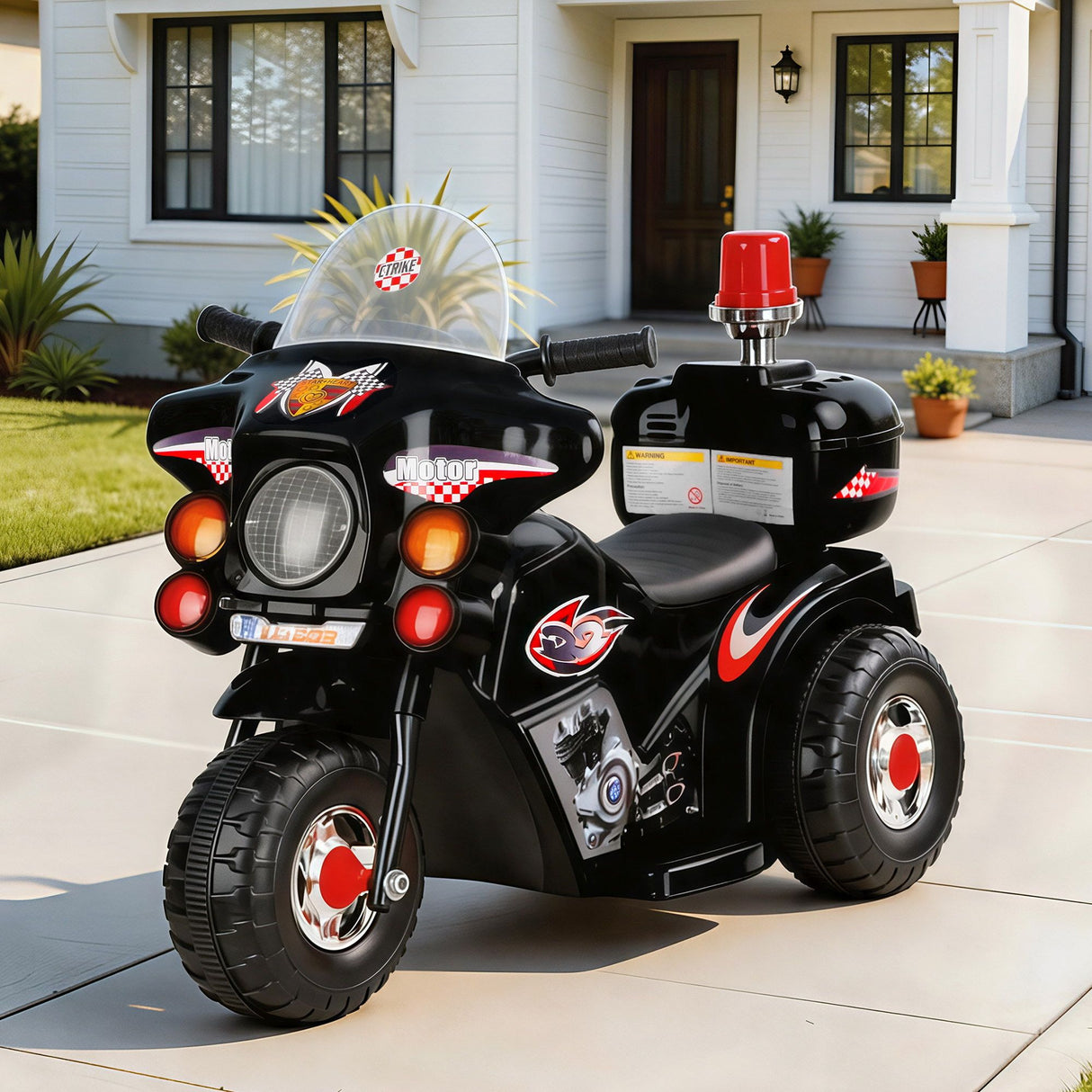 Kids Electric Ride On Police Motorcycle 6V Black