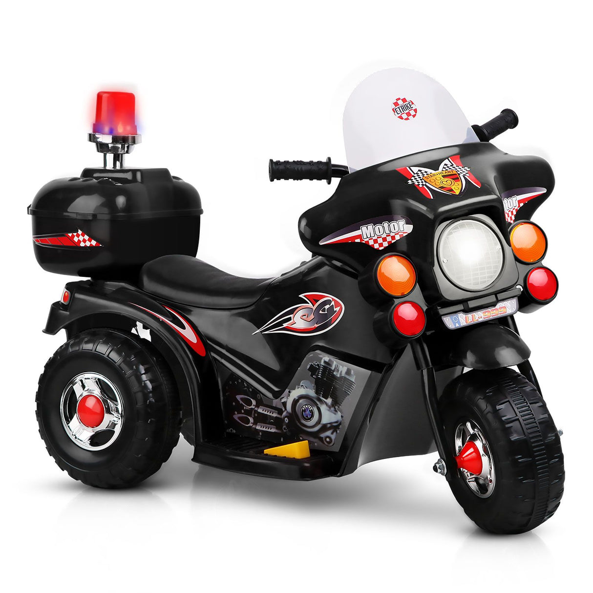 Kids Electric Ride On Police Motorcycle 6V Black