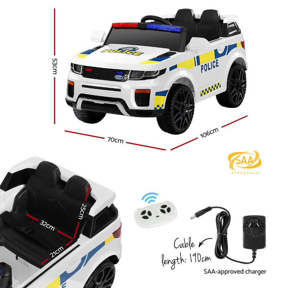 Lulsgate Kids Ride On Police Car, 12V Electric, White