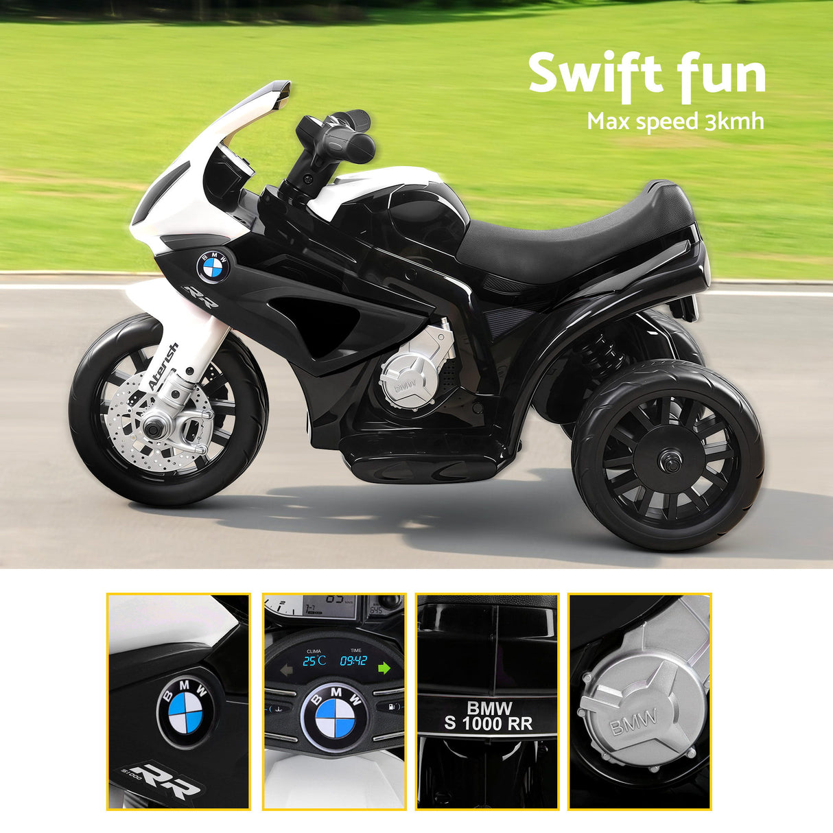 Guillelmo Kids Electric Ride On Motorcycle, Black