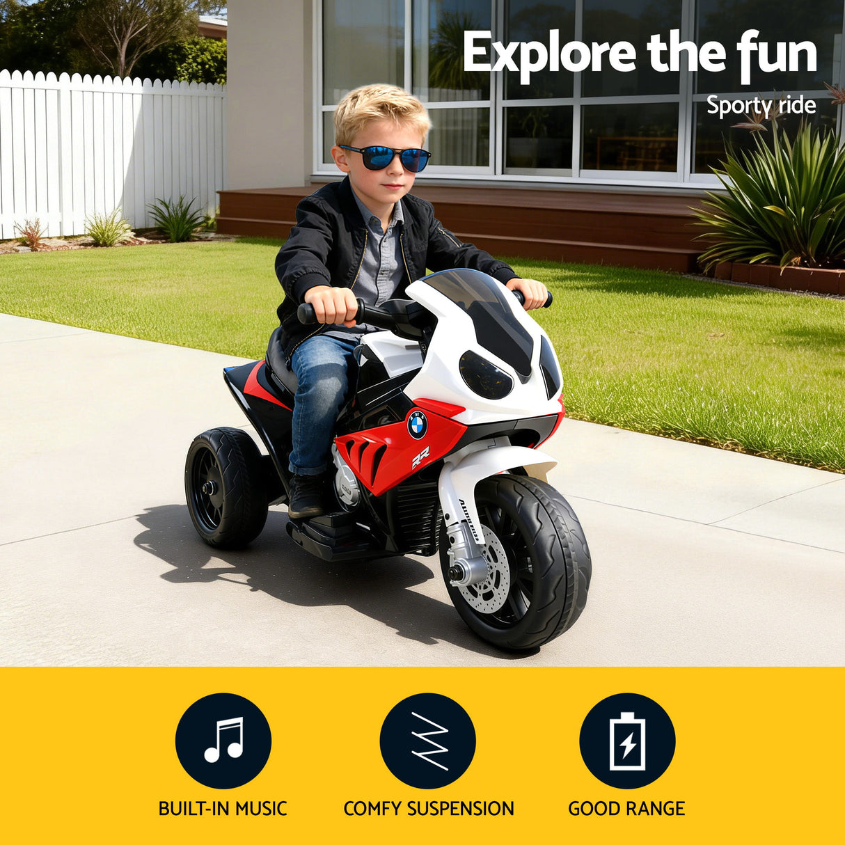 Guillelmo Kids Electric Ride On Motorcycle, Red