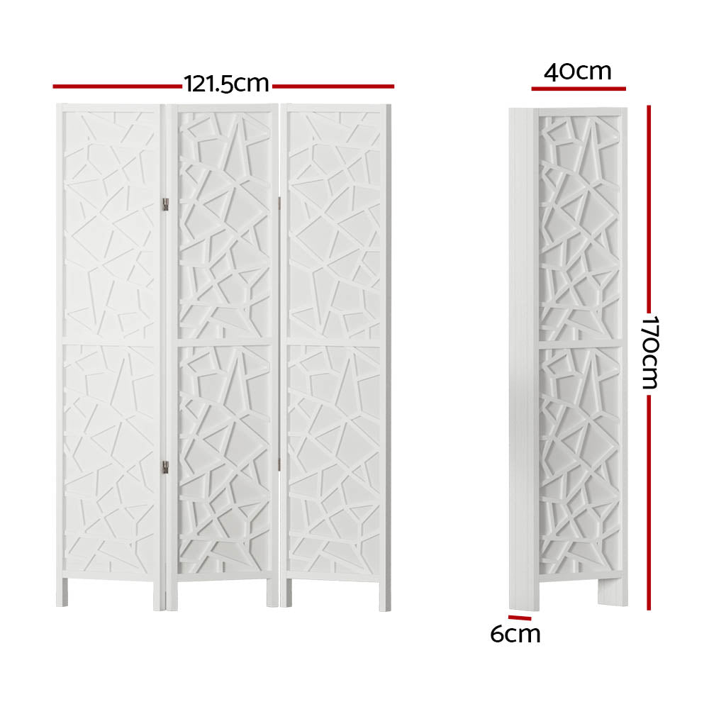 Lakes Entrance 3 Panel Room Divider Screen, White