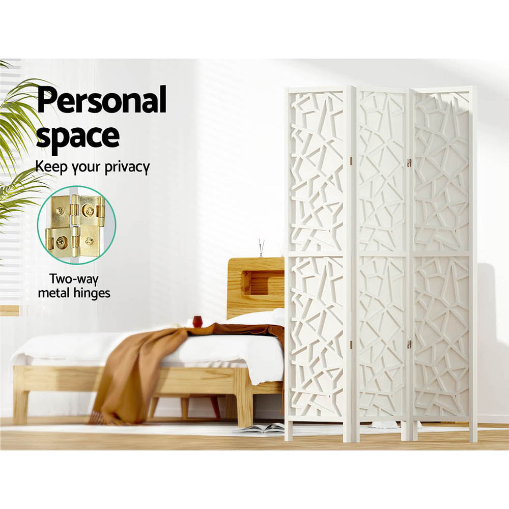 Lakes Entrance 3 Panel Room Divider Screen, White