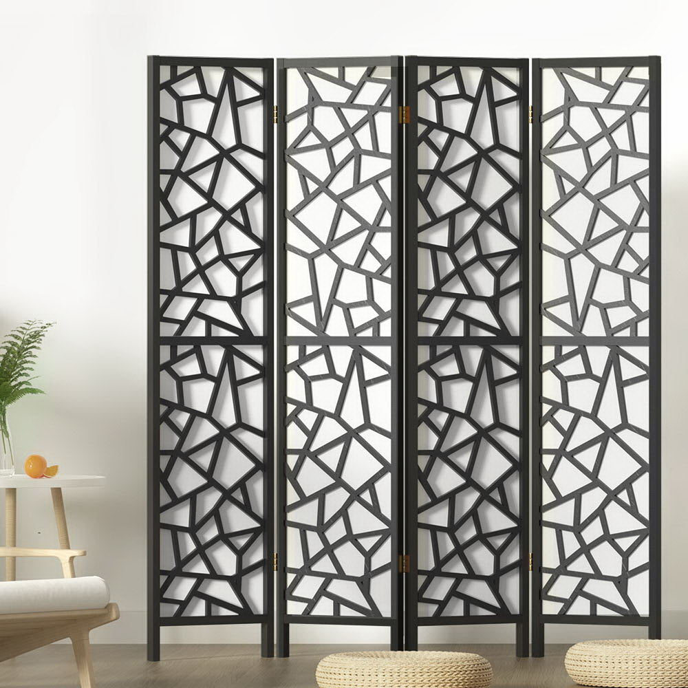 Lakes Entrance 4 Panel Room Divider Screen, Black