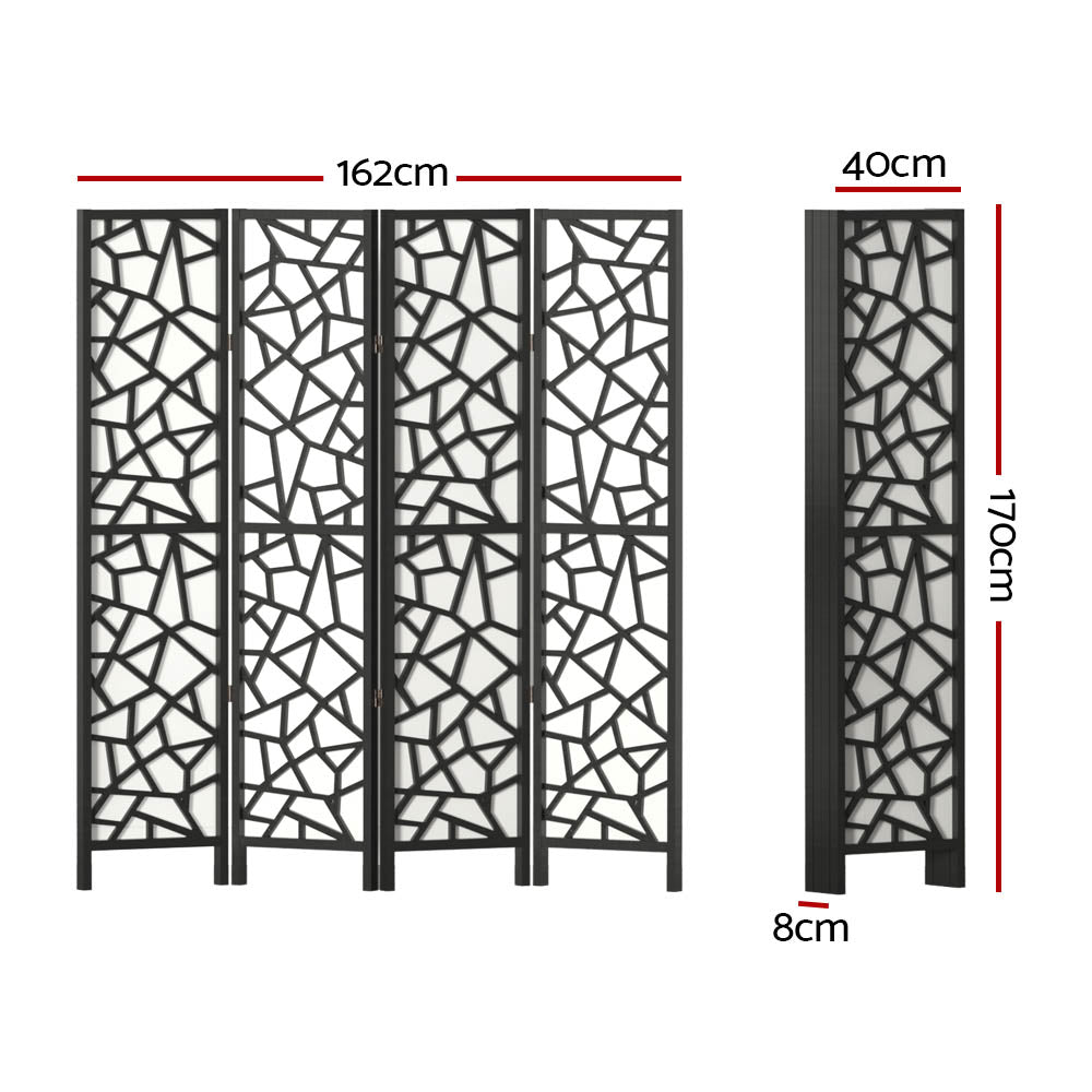 Lakes Entrance 4 Panel Room Divider Screen, Black