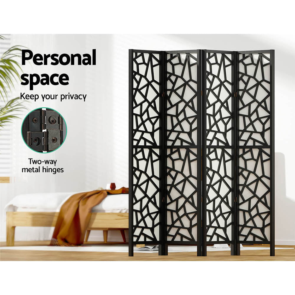 Lakes Entrance 4 Panel Room Divider Screen, Black