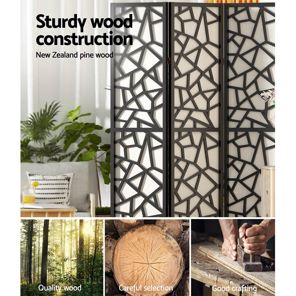 Lakes Entrance 4 Panel Room Divider Screen, Black