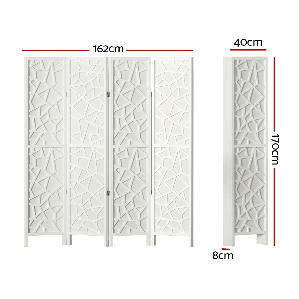 Lakes Entrance 4 Panel Room Divider Screen, White