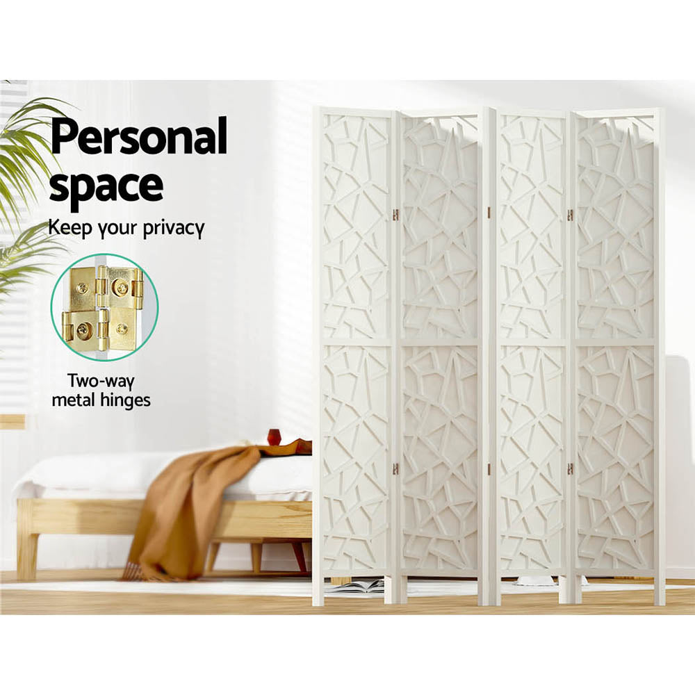 Lakes Entrance 4 Panel Room Divider Screen, White