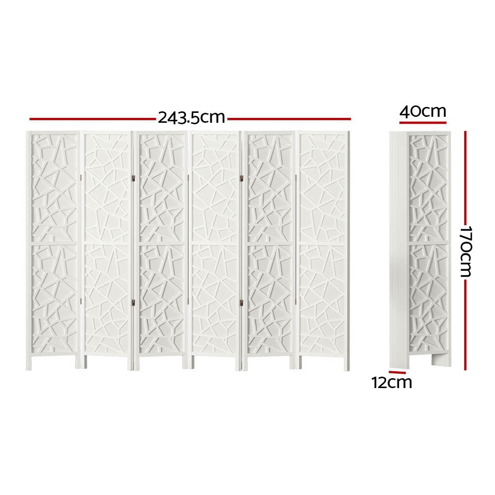 Lakes Entrance 6 Panel Room Divider Screen, White