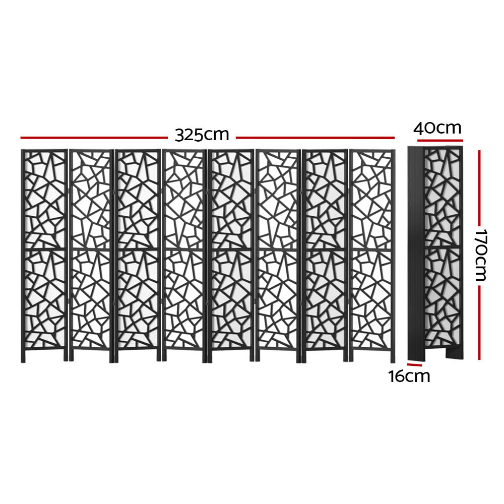 Lakes Entrance 8 Panel Room Divider Screen, Black